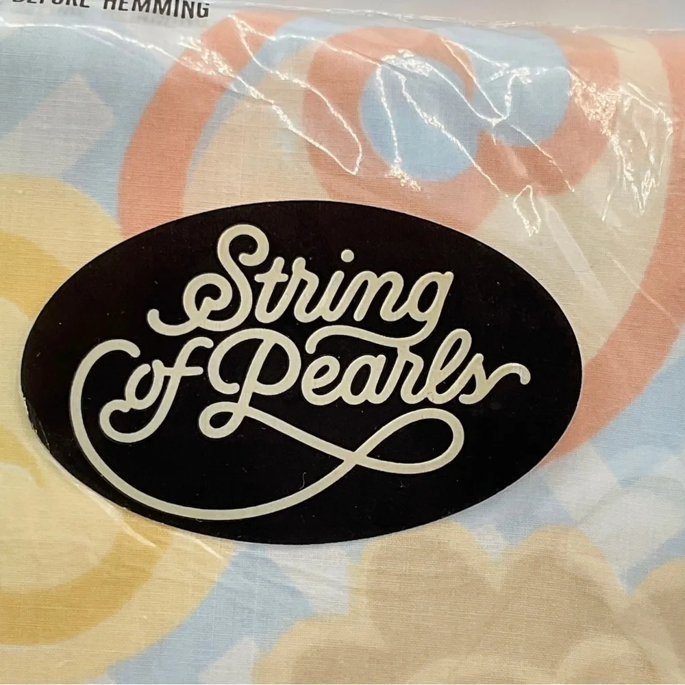 Vtg Cannon Royal Family Full Flat Sheet & Two Pillowcases String Of Pearls NOS